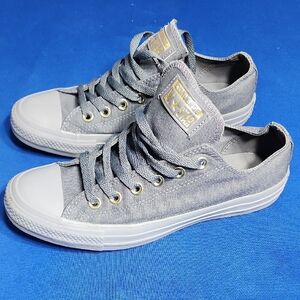 Converse Gray Sneakers with Gold Eyelets